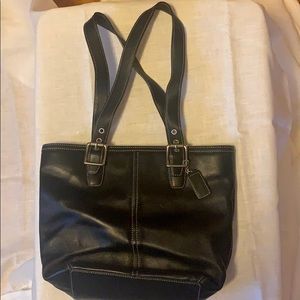Coach black leather shoulder bag